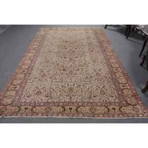 Alfombra Turca Vintage, Alfombra de 6.2x9.5 pies, Alfombra Marroquí Marrón y Rosa - Product Image 1