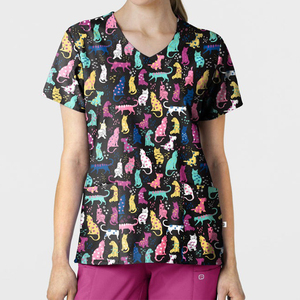 เสื้อสครับสำหรับผู้หญิงเสื้อเครื่องแบบแพทย์ผ้าคอตตอนยืดพิมพ์ลายได้เสื้อคลุมแพทย์สำหรับใช้ในโรงพยาบาล - Product Image 5