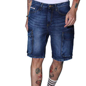 Pantalones cortos vaqueros ligeros para hombre con ambiente informal y toque de moda para los días de verano Pantalones cortos vaqueros para hombre de estilo andrajoso - Product Image 1