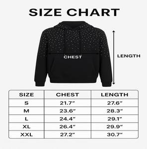 <b>Black</b> Rhinestone Hoodie Unisex Crystal Studded Pullover <b>Sweatshirt</b> 100% Cotton Winter Waterproof Breathable Sparkly - Product Image 6