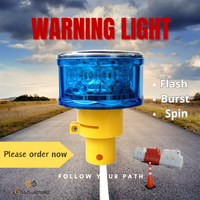 Feux de signalisation solaires LED industriels OWLEYE SWL12 avec portée de plus de 1000 m - Rotation/clignotement puissant IP66 -20~80°C