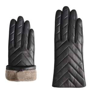 Gants d'hiver en cuir de mouton à écran tactile vintage personnalisés pour femmes thermiques pour les scènes extérieures et décontractées Fabricant direct - Product Image 3