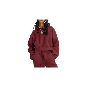 Womens Fleece 2 Piece Outfits Sweatsuit <b>Crop</b> Pullover Sweatshirt Joggers <b>Pants</b> Tracksuit Set - Product Image 4