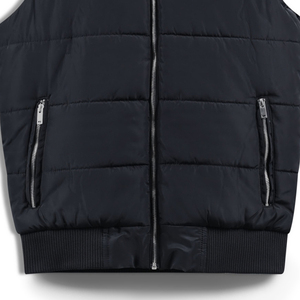 Veste Gilet Noir pour Homme Personnalisable 100% Polyester Respirant Design Hiver Col Brodé Fermeture Éclair Uni S-Vente en Gros - Product Image 3