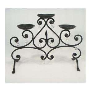 Bougeoir de pilier de fer noir de conception de modèle de feuille pour la table de mariage de fête de salon à la maison décorative - Product Image 3