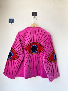 เสื้อโค้ทกำมะหยี่ปักลายตาสไตล์โบฮีเมียนผ้าฝ้ายนุ่มเปิดด้านหน้าความยาวปกติแขนยาวเต็มสไตล์โบโฮและฮิปปี้ - Product Image 2