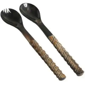 Utensilios para Ensalada Hechos a Mano en India, Ecológicos, de Cuerno, Cucharas de Estilo Clásico para Fiestas y Uso Doméstico - Product Image 3