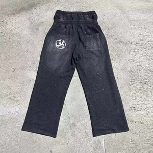 Sweat-shirt à double ceinture, pantalon de survêtement évasé, OEM personnalisé, logo entièrement en strass, coton éponge pour hommes, pantalon de jogging personnalisé - Product Image 4