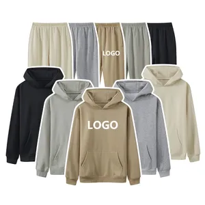 ชุดวอร์มผ้าฝ้ายขนแกะสำหรับผู้ชายชุด2ชิ้นแบบกำหนดเองขายส่ง - Product Image 3