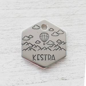 Étiquette de collier à suspendre avec logo en métal personnalisée et de qualité durable Étiquette de collier à suspendre en métal de marque gravée et écologique avec anneaux - Product Image 2