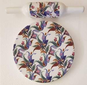 Tabla de Mármol Blanca India para Hacer Roti con Base Pesada y Rodillo de Madera/Tabla de Mármol para Enrollar con Rodillo de Madera - Product Image 3