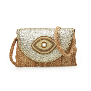 High Quality Bohemian Style Jute Handmade Clutch Bag for Women India featuring <b>Beading</b> <b>Shell</b> Tassel Zipper Closure Cotton Lining - Product Image 3