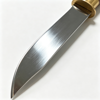 Couteau de chasse d'extérieur avec manche long en bois et cuivre, lame en acier 9Cr18MoV, garde-lame en laiton, conception à lame pleine intégrée, outil de camping OEM