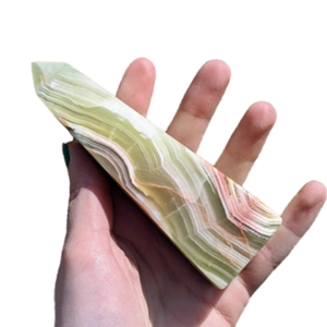 Obelisco de mármol de ónix verde, obeliscos de ónix mexicano genuino, torre de mármol de pisapapeles vintage - Product Image 1