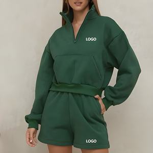 2024 Women's Summer Custom Biker <b>Zip</b> up <b>Shirt</b> & Shorts High Quality Two Piece Sets Breathable Plus Size 2 in 1 Design - Product Image 2