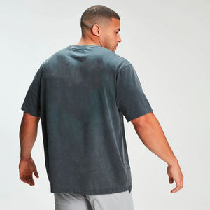 Camiseta de Hombre al por Mayor con Lavado Ácido, 100% Algodón, Estilo Urbano Hip Hop, Logotipo Personalizado, Cuello Redondo, Diseño Sólido - Product Image 2