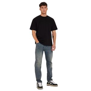 Pantalones vaqueros de ajuste relajado para hombre, Pantalones vaqueros de pierna recta de color azul lavado medio, estilo vaquero informal de corte clásico para todos los días - Product Image 6