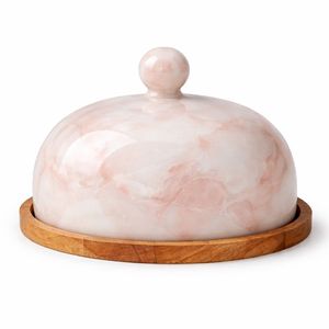 Support à gâteau en résine marbrée rose pâle à succès avec base en bois, élégant et unique pour la présentation de gâteaux de mariage - Product Image 5