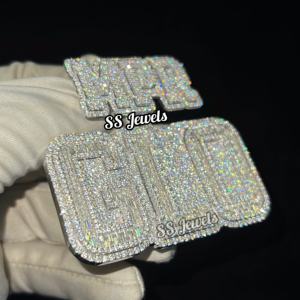 <b>Custom</b> VVS Moissanite <b>Name</b> Bustdown Pendant 925 Silver Rhodium Plated Iced Baguette Rapper Charm <b>Necklace</b> Hip Hop Style Gift - Product Image 2