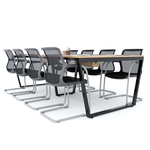 Contemporary Design 240x120cm Meeting <b>Table</b> Iron Trapeze Legs Melamine-Coated Plywood Oval Pattern for Hotels <b>Offices</b>-HBTC044 - Product Image 4