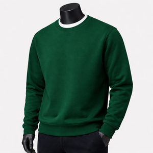 Sudadera de Cuello Redondo Lisa de Alta Calidad, Poliéster/Algodón, Talla Grande para Hombre, Color Sólido, Invierno, Logotipo Personalizado, Venta al Por Mayor - Product Image 3