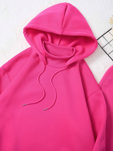 Conjunto de 2 piezas personalizado para mujer superventas, pantalones de chándal con capucha y cordón de hombro caído de alta calidad, chándales estampados de talla grande - Product Image 2