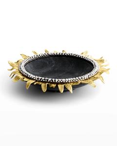 Bandeja de exhibición de servicio de alimentos de forma ovalada de metal y mármol de lujo de calidad superior con asas de diseñador con tamaño de logotipo personalizado - Product Image 4