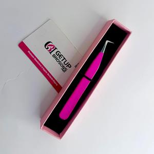 GETUP BROSONS 90 Pince à épiler pour cils en acier inoxydable, finition poudrée, pointe de précision lisse argentée, emballage boîte rose - Product Image 5