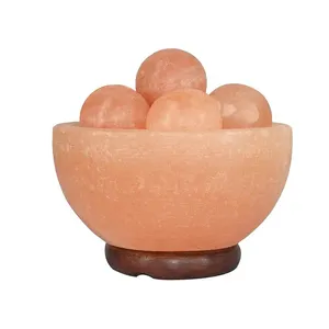 带粉红色喜马拉雅盐的天然盐灯1-2公斤2-3公斤4-6公斤8-10公斤球，带碗形灯，巴基斯坦IMPEX