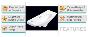 Concessionnaire exclusif pour les lavabos de salle de bain ovales en céramique blanche brillante Lavabo en marbre indien suspendu fabriqué en Inde - Product Image 3