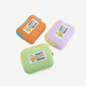 Vintage Corduroy Zipper <b>Pouch</b>-Handmade High Quality Soft Portable Customized Color Unisex 4 in <b>Mini</b> for Coins & Cards - Product Image 4