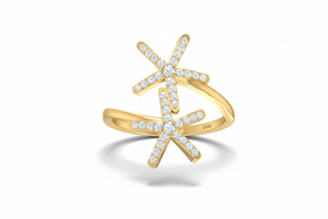 Bague en or 14 carats et diamants naturels taille brillant ronds The Stellar Star Crossover pour femme |   0,25 carats pour usage quotidien - Product Image 3