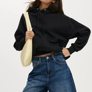 เสื้อฮู้ดสตรีทแวร์ของผู้หญิงผ้าถักคอตตอนนิ่มปักลายกำมะหยี่สำหรับตกแต่งป้ายด้านหน้าตามสั่งฤดูหนาว - Product Image 4