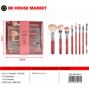 Kit pennelli per il trucco da 10 pezzi con manico in plastica a forma piatta per un facile utilizzo con balsamo per le labbra e correttore adatto ai viaggi