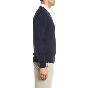 Pull en laine mérinos à col en V pour homme, tricoté sur mesure, avec logo personnalisé, pull d'hiver pour streetwear - Product Image 2