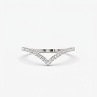 Trendiger Chevron 0,14 Karat 1,00mm Runder Brillantschliff Diamant Micro Pavé Fassung Diamantring Feiner 14k Massivgold Ring Wunderschönes Geschenk