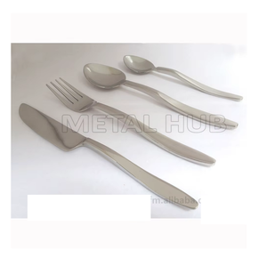 Juego de cubiertos de acero inoxidable sostenible, manijas forjadas a mano, juego de cubiertos para boda/Camping, juego de cucharas ecológicas para obsequios - Product Image 1