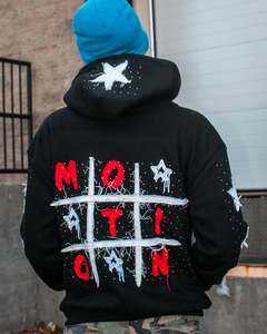 Sudadera con capucha bordada con estampado de diamantes de imitación y cremallera de peso pesado lavada con ácido para hombre - Product Image 2