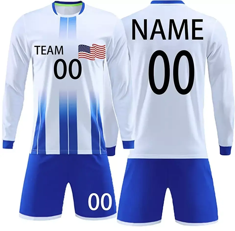 2022 Customized Logo Soccer Uniform Quick Dry black jerseys with socks Recycled Polyester Sport Team Football Suit for World Cup