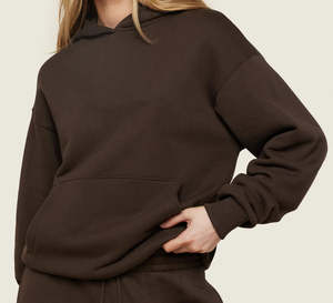 Sweats à capuche pour femmes tenue décontractée quotidienne coupe ample épaules tombantes couleur unie imprimé personnalisé sweat à capuche pour femmes - Product Image 3