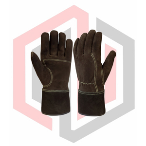 Guantes de Trabajo de Cuero Resistentes al Calor, Guantes de Soldadura de Cuero Vacuno Resistentes y Duraderos, Resistentes a Desgarros, Anti-Cortes, para Bomberos - Product Image 1