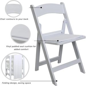 Chaises pliantes blanches pour mariages, fêtes, églises, événements, cuisine, lot de 4, en résine, empilables, assise en vinyle, prêtes pour le jardin - Product Image 6