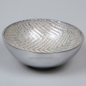 Cuenco redondo de aluminio con acabado plateado de buena calidad para el hogar y utensilios de cocina, cuencos para servir comida y ensalada de mesa - Product Image 2