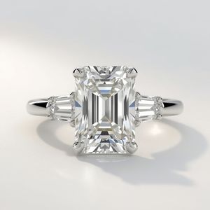 Baguette Cut Lab Grown Diamond PT950 Platinum <b>Rhodium</b> Luxury Engagement Wedding <b>Ring</b> for Women Fine Jewelry OEM Custom - Product Image 1