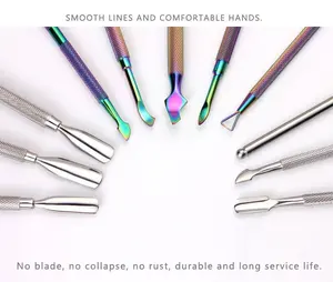 Fabricantes de productos de belleza Empujadores Forma Pinzas para cutículas Mango de goma Empujadores para cutículas - Product Image 6