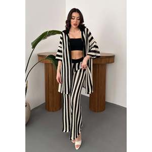 Black Striped <b>Knit</b> <b>Set</b> - Black - Product Image 2