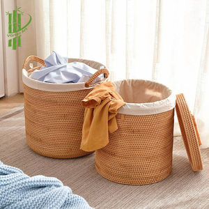 Tall Grass Basket With Coffee Handle and Lid - Product Image 4