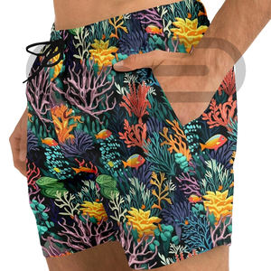 Pantalones cortos de playa de verano para hombre de tendencia superior 100% algodón diseño de logotipo personalizado pantalones cortos de Surf Premium Cierre de cintura elástica estilo Casual - Product Image 4