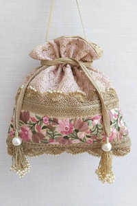 Premium <b>Embroidered</b> Potli <b>Bag</b> Women Traditional Wedding Party Wear Ethnic Handbag Wholesale India - Product Image 3