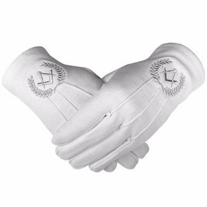 Gants en cuir Master Mason Blue Lodge avec broderie Gants d'hiver en coton du Pakistan pour l'été - Product Image 2